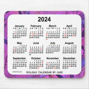 2024 Magenta Holiday Art Calendar by Janz Mouse Mat
