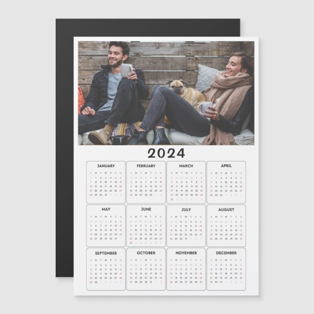 2024 Magnetic Calendar - Custom photo (Front/Back)