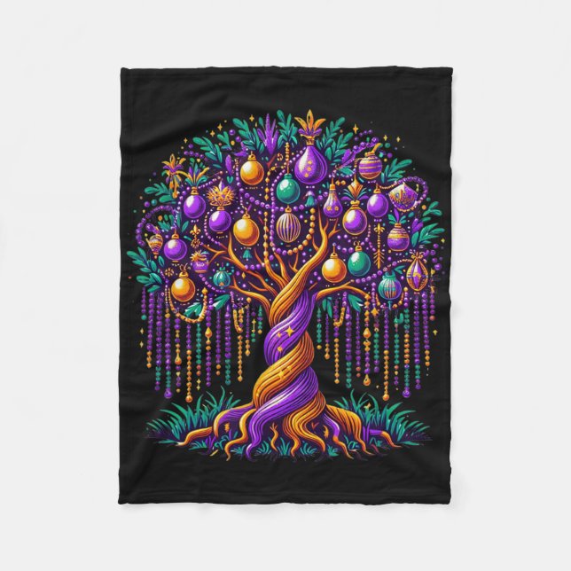 2024 Mardi Gras Tree Beads New Orleans Festival Be Fleece Blanket (Front)