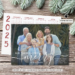 2024 MERRY CHRISTMAS Photo Overlay 2025 Calendar Holiday Card<br><div class="desc">Modern Christmas photo card with the greeting HAVE YOURSELF A VERY MERRY CHRISTMAS featuring chic, elegant calligraphy script photo overlay in your choice of colors to stand out on your picture (shown in white) on the front and a 2025 year-at-a-glance calendar in your choice of color(s) on the back (shown...</div>