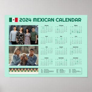 2024 Mexican Calendar Calendario México Editable Poster