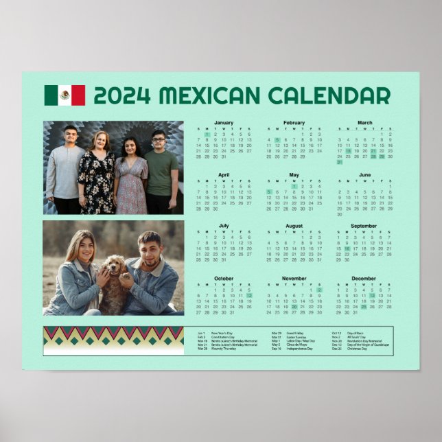 2024 Mexican Calendar | Calendario México Editable Poster (Front)