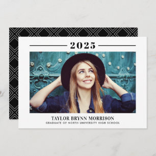 2024 Minimalist Black and White Photo Graduation Invitation