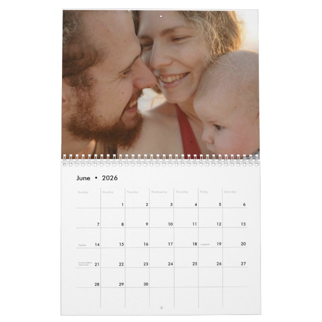 2024 Modern Custom Photo Create Your Own Family Calendar (Jun 2026)