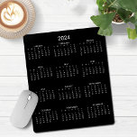2024 Modern Minimalist Black White Calendar Mouse Mat<br><div class="desc">2024 Modern Simple Black and White Calendar Mouse Pad featuring a simple,  minimalist year-at-a-glance calendar. This is a simple black and white,  but the colours are all customisable. Please contact us at cedarandstring@gmail.com if you need assistance with the design or matching products.</div>