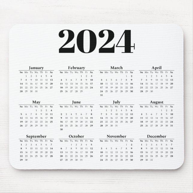 2024 Monthly Calendar | Any background  Mouse Mat (Front)