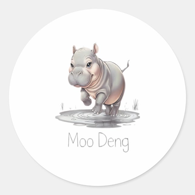 2024 Moo Deng Classic Round Sticker (Front)