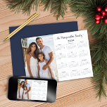 2024 Navy Blue Modern Minimalist Photo Calendar Holiday Card<br><div class="desc">2024 Navy Blue Customisable Family Name and Photo Calendar New Year Cards featuring your personalised photo and name. 🌟This is for 2024🌟 Designed for 2024, and perfect for small gifts, or in place of holiday cards! Please contact us at cedarandstring@gmail.com if you need assistance with the design or matching products....</div>
