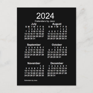 2024 Neon White 6 Month Mini Calendar by Janz Postcard