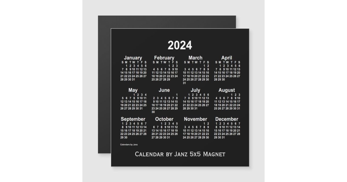 2024 Neon White Calendar by Janz 5x5 Zazzle
