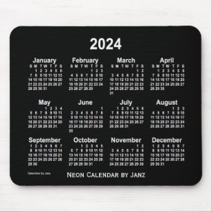 2024 Neon White Calendar by Janz Mouse Mat