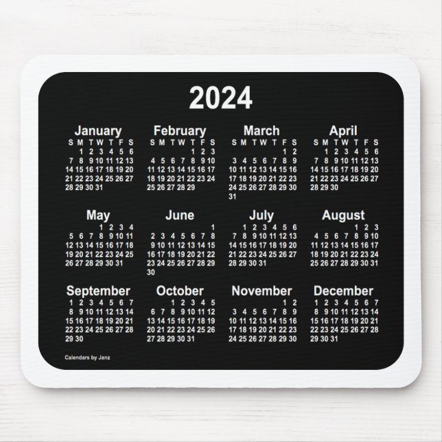 2024 Neon White Calendar by Janz Two Tone Mouse Mat (Front)