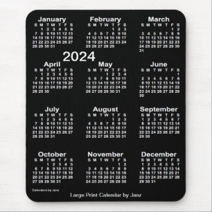 2024 Neon White Large Print Calendar by Janz Mouse Mat
