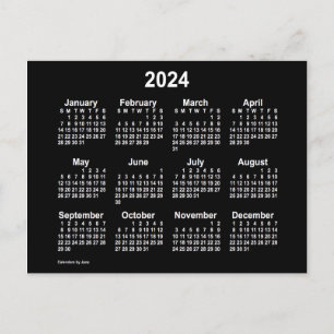 2024 Neon White Mini Calendar by Janz Postcard