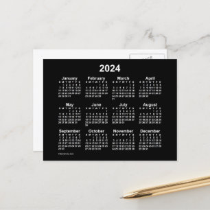 2024 Neon White Mini Calendar by Janz Postcard