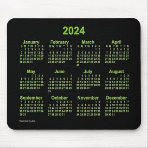 2024 Neon Yellow Green Calendar by Janz Mouse Mat