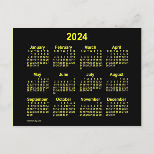 2024 Neon Yellow Mini Calendar by Janz Postcard