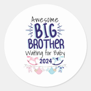 2024 New Big Brother Waiting for Baby Sibling Classic Round Sticker
