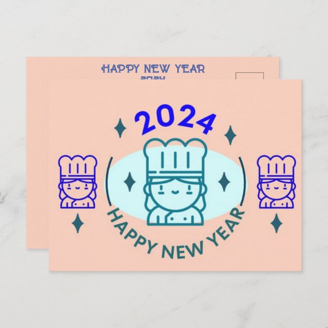 2024 NEW YEAR CHRISTMAS GREETING HOLIDAY POSTCARD (Front/Back)