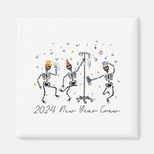 2024 New Year Crew Skeleton Dancing Funny Nurse Ic Magnet