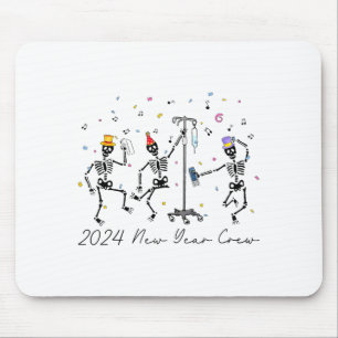 2024 New Year Crew Skeleton Dancing Funny Nurse Ic Mouse Mat