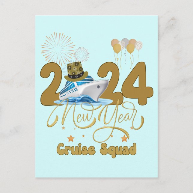 2024 New Year Cruise Squad NYE Party Travel Group  Postcard (Front)