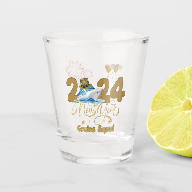 2024 New Year Cruise Squad NYE Party Travel Group  Shot Glass (Front)