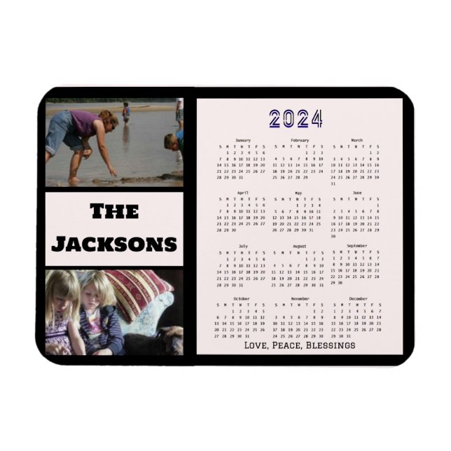 2024 New Year Family Photograph Memory Calendar Magnet (Horizontal)