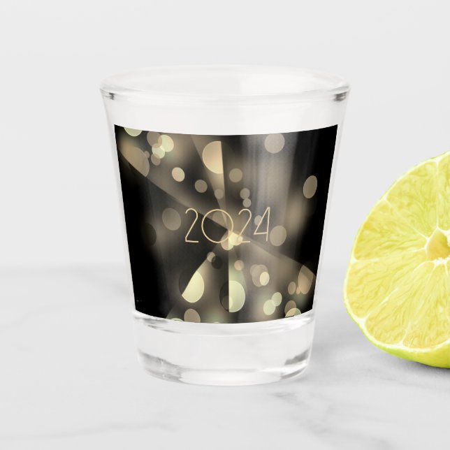 2024 new year with golden bubbles shot glass (Front)