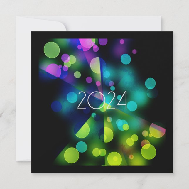 2024 new year with multicolor bubbles invitation (Front)