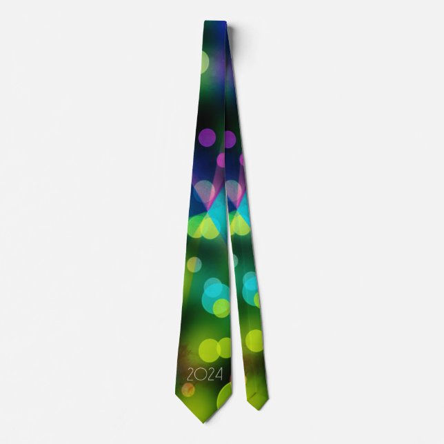 2024 new year with multicolor bubbles tie (Front)