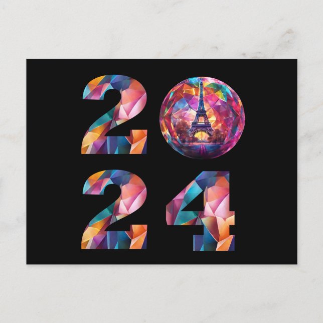 2024 New Years Eve-Paris, France-Eiffel Tower- Holiday Postcard (Front)