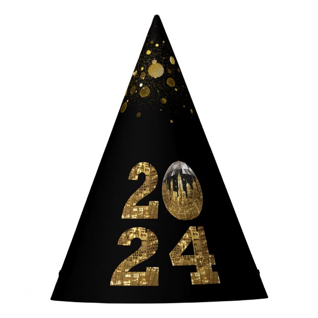 2024 New Years Eve Party--Ball-NYC Gold- Party Hat (Front)