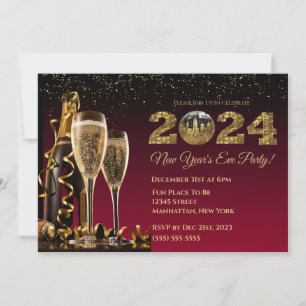 2024 New Year's Eve Party-Ball-NYC-Red Invitation