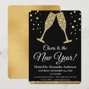 2024 New Year's Eve Party Champagne Glasses Invitation