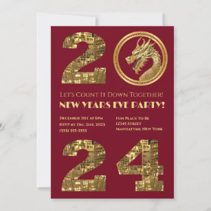 2024 New Year's Eve Party-Chinese New Year-Dragon- Invitation