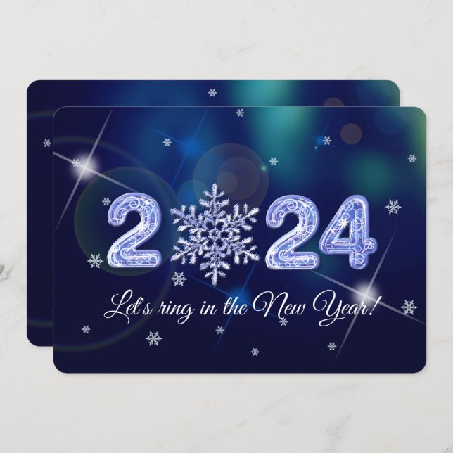 2024 New Year's Eve Party Snowflake  Invitation (Front/Back)