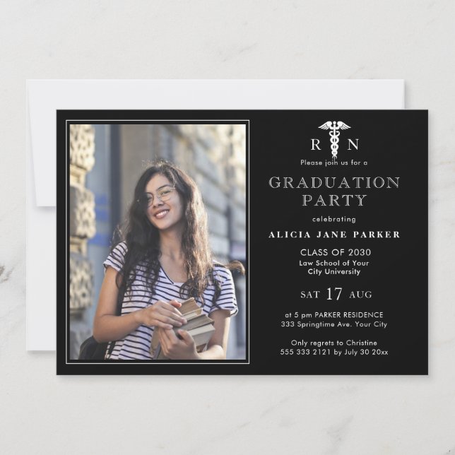 2024 Nursing school graduation modern photo Invitation (Front)