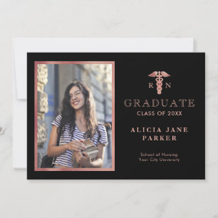 2024 Nursing school graduation rose gold photo Announcement