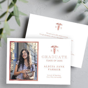 2024 Nursing school graduation rose gold photo Announcement