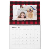2024 Personalised Dog Pet Photos Red Buffalo Plaid Calendar (Feb 2025)