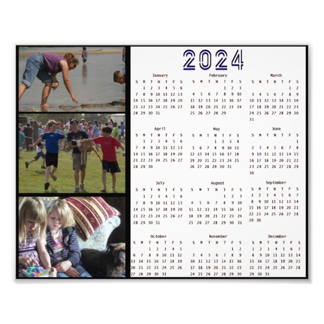 2024 Personalised Family Photo Collage Calendar Print (Front)