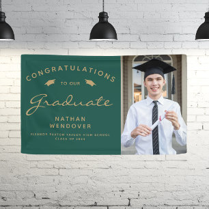 2024 Photo Green and Gold Graduation Banner