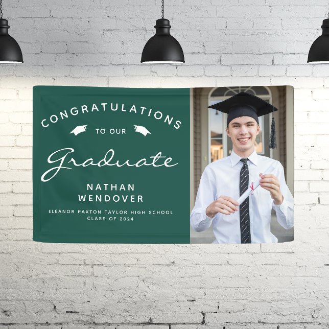 2024 Photo Green and White Graduation Banner (Creator Uploaded)