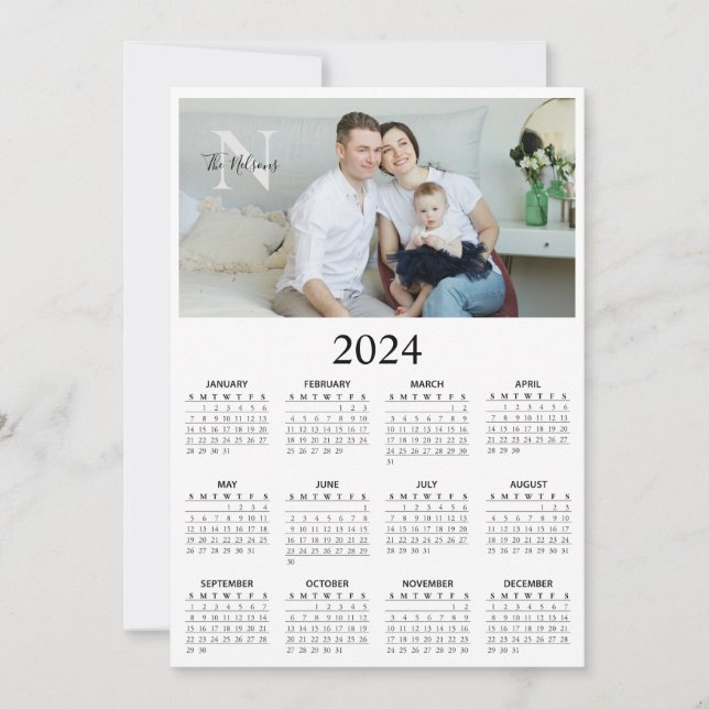 2024 Photo Monogram Calendar Save The Date (Front)