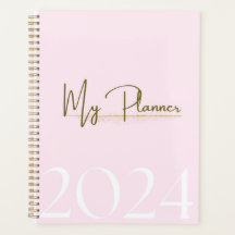 2024 Pink & Gold Monthly & Weekly Planner 