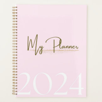 2024 Pink & Gold Monthly & Weekly Planner 