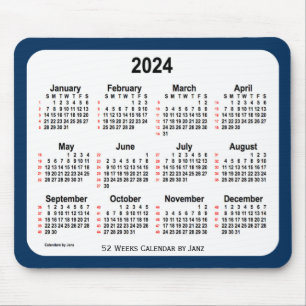 2024 Police Box Blue 52 Weeks Calendar by Janz Mouse Mat