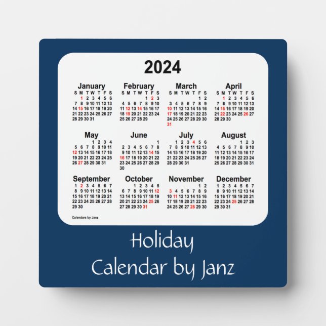 2024 Police Box Blue Holiday Calendar by Janz Plaque (Front)