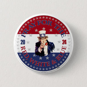 2024 Pray For The Red, White and Blue Uncle Sam 6 Cm Round Badge